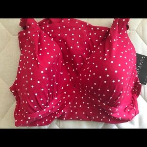 NWT La Blanca Tankini Top Cherry Red w Polka Dots